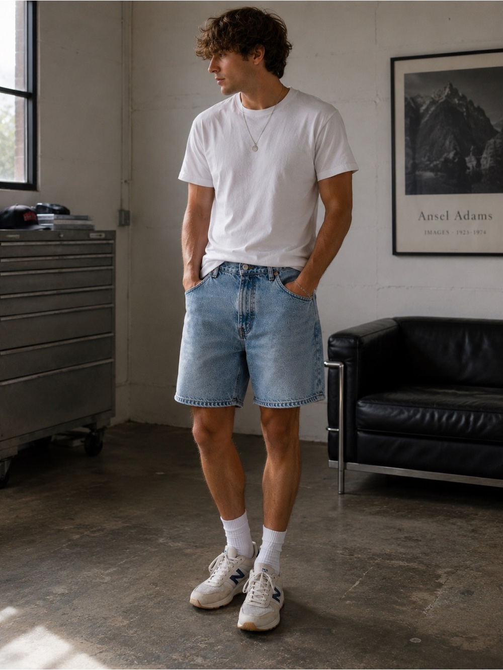 Vintage Calvin Klein Denim Jorts Light Wash Baggy 90s Mens 36